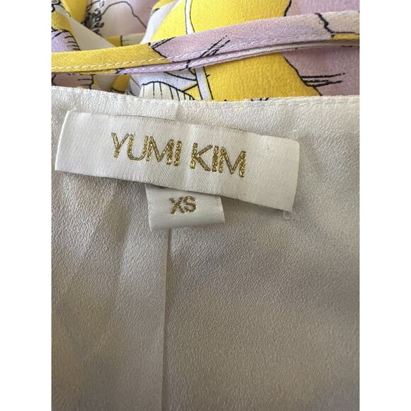 Yumi Kim Anthro Silk Floral Maxi Dress Rush Hour Wrap Tie Front Yellow Size XS - Picture 14 of 16